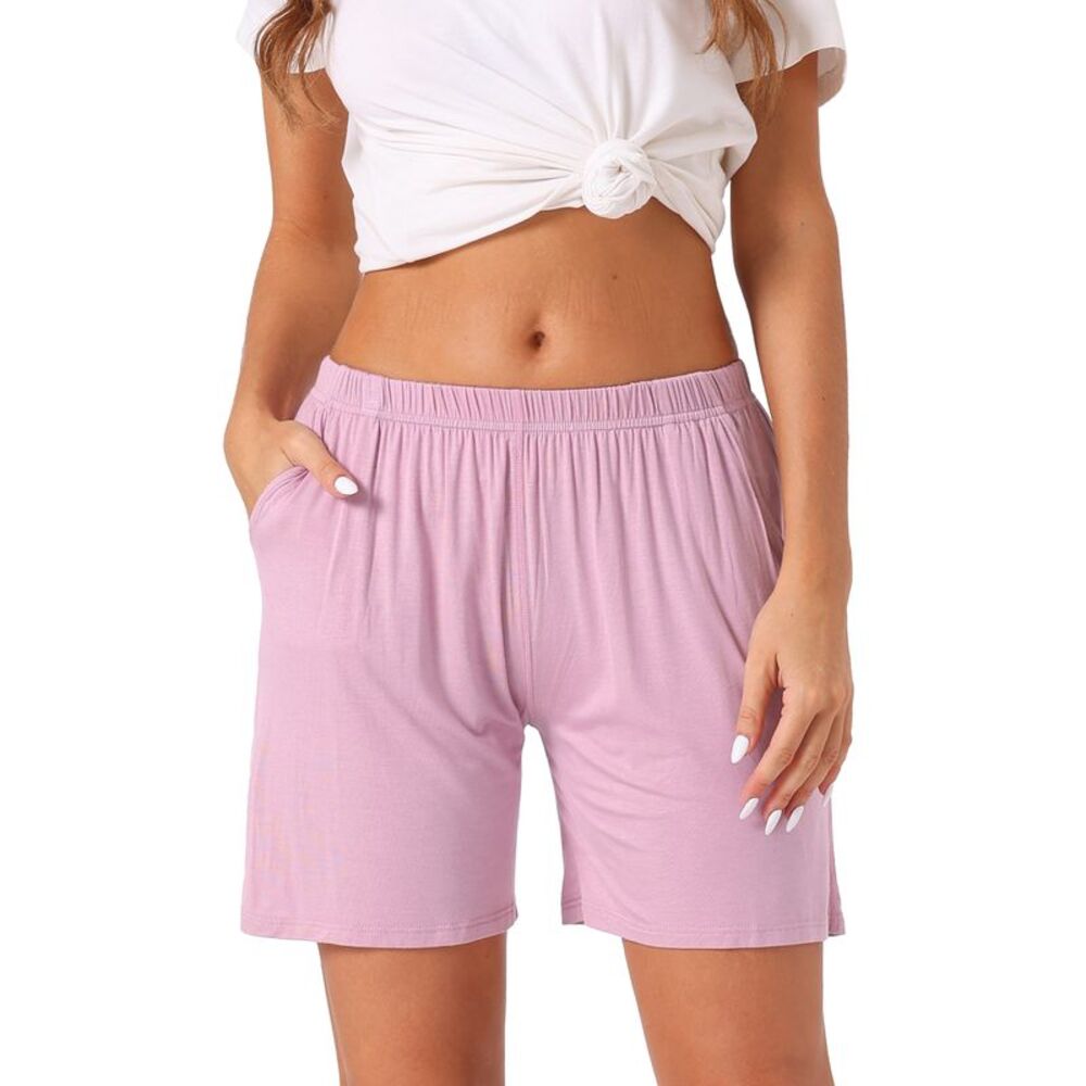 Modal Soft Comfy Pajama Bottoms with Pockets Boxer Shorts Sleepwear Pink